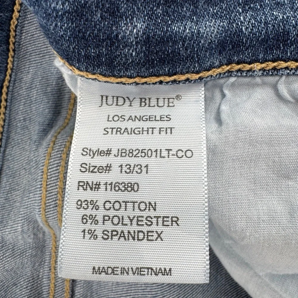 Judy Blue Straight Fit Jean Light/Medium Wash Denim Women 13/31 Boot Cut Stretch